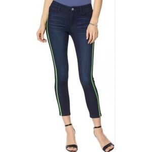 Skinnygirl Sarah Ankle Jeans 29/8 Blue Denim Green Stripe Casual‎